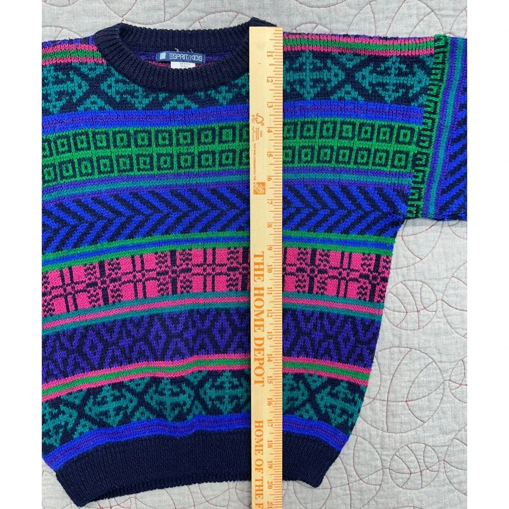 Esprit Kids Sweater Multicolor Geometric Vintage 80s 90s / Kids' Medium
